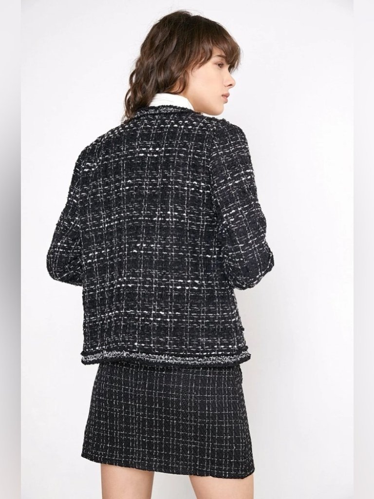 J.Ing Black Tweed Round Neck Jacket Outwear — image 6 of 8